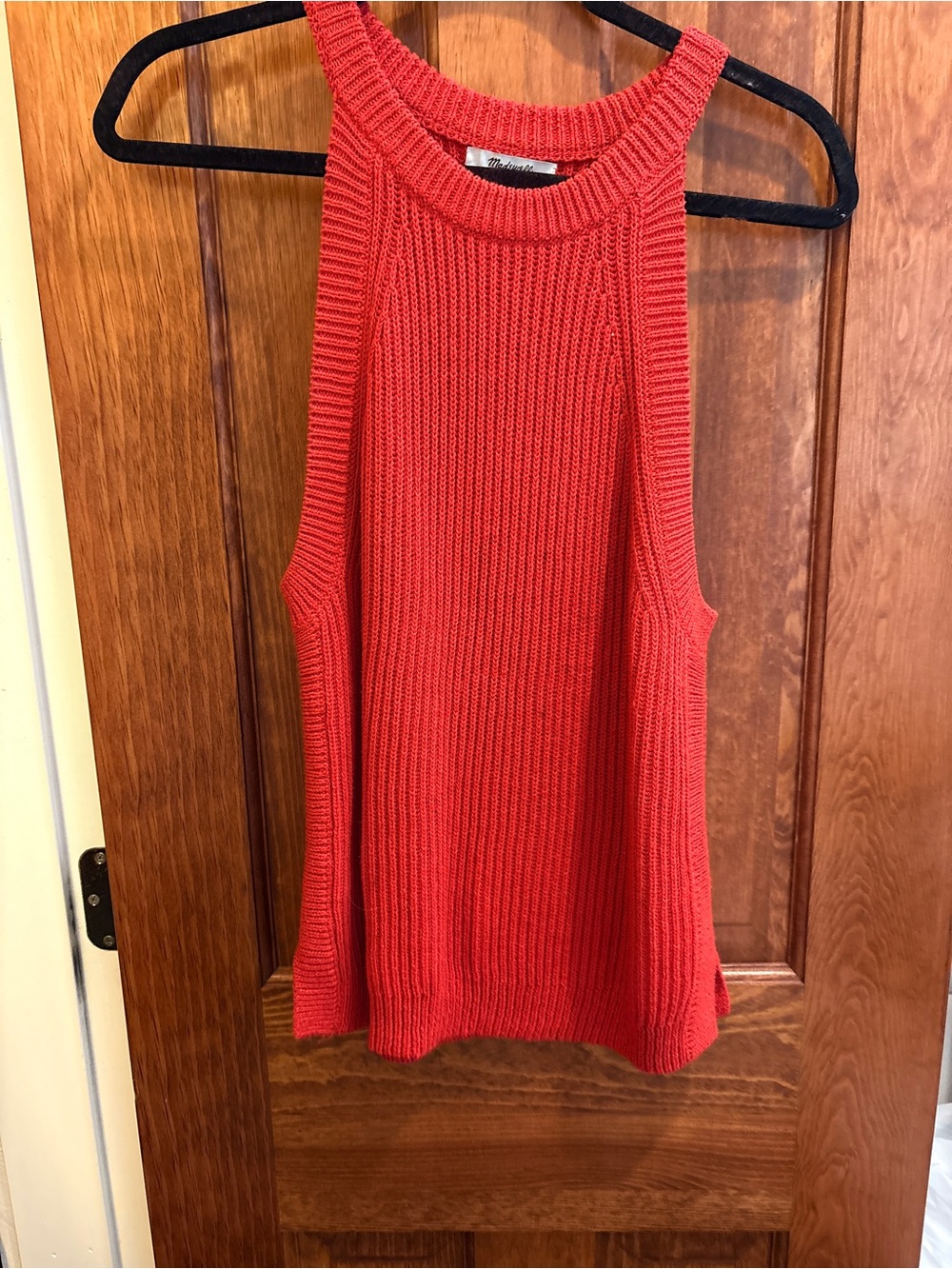 Madewell Red Ribbed Sleeveless Scoop Neck Sweater Tank